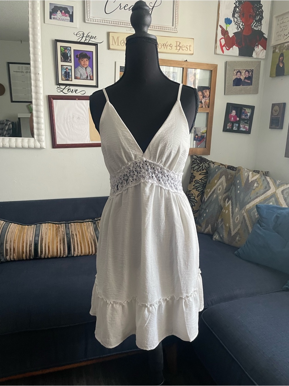 Liberty Love White Smocked Top with Spaghetti Straps